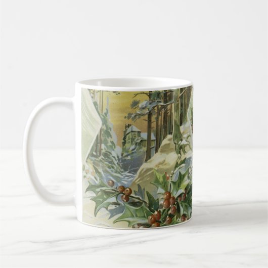 Winter House Vintage Illustration Kaffeetasse (Links)