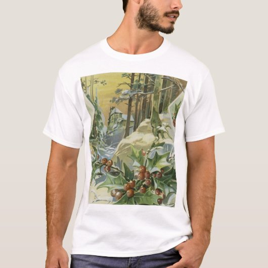 Winter House Vintage Illustration T-Shirt (Vorderseite)