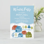 Winter houses Birthday Party Baby Einladung (Stehend Vorderseite)