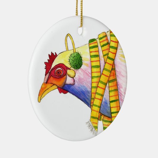Winter-Huhn-Verzierung Keramik Ornament (Rechts)
