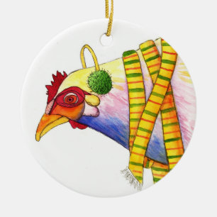 Winter-Huhn-Verzierung Keramik Ornament