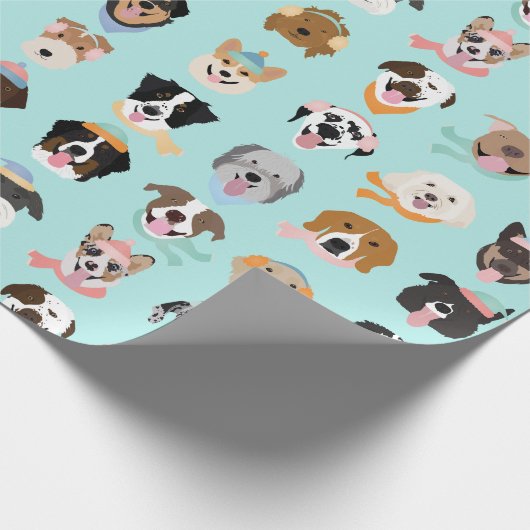 Winter Hund Gesichter Geschenkpapier (Ecke)