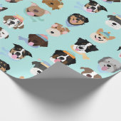 Winter Hund Gesichter Geschenkpapier (Ecke)