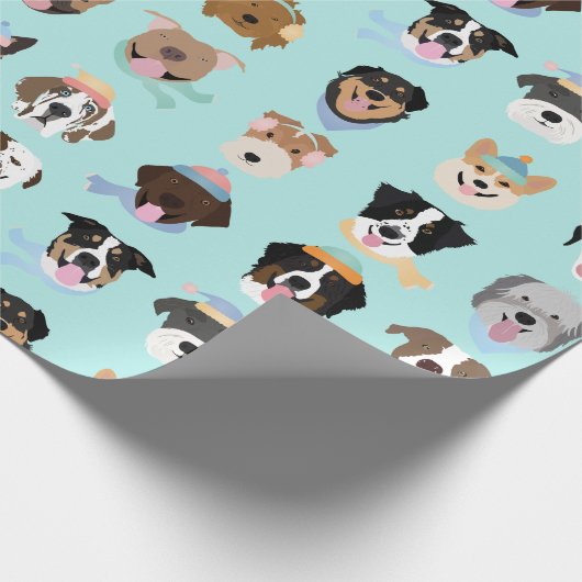 Winter Hund Gesichter Geschenkpapier (Ecke)