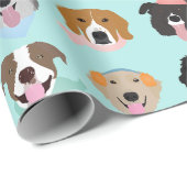 Winter Hund Gesichter Geschenkpapier (Rolleneckpunkt)