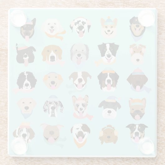 Winter Hund Gesichter Glasuntersetzer (Rückseite)