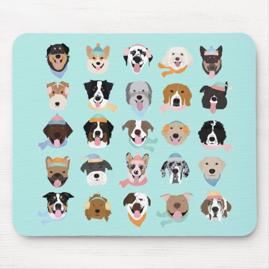 Winter Hund Gesichter Mousepad (Vorne)