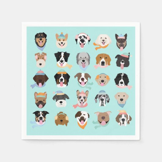 Winter Hund Gesichter Serviette (Vorderseite)