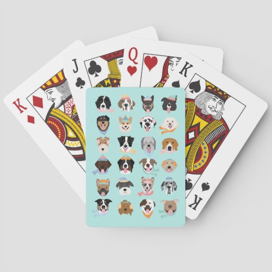 Winter Hund Gesichter Spielkarten (Rückseite)