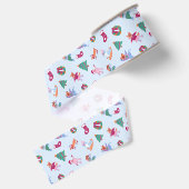 Winter Hunde Ice Skaten Pattern Soft Blue Ripsband (Rückseite)