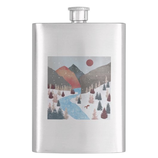 Winter Hunting Fox Flachmann (Vorderseite)