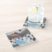 Winter Hunting Fox Glasuntersetzer (Schrägansicht)