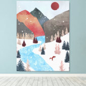 Winter Hunting Fox Leinwanddruck (Insitu (Holzboden))