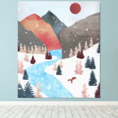 Winter Hunting Fox Leinwanddruck (Insitu (Holzboden))