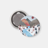 Winter Hunting Fox Magnet (Vorderseite/Rückseite)