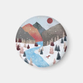 Winter Hunting Fox Magnet (Vorne)