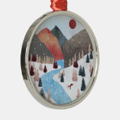 Winter Hunting Fox Ornament Aus Metall (Rechts)