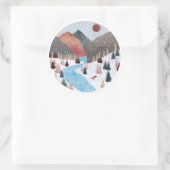 Winter Hunting Fox Runder Aufkleber (Tasche)