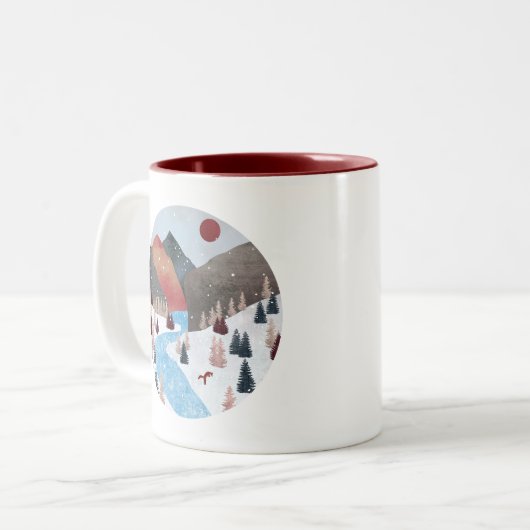Winter Hunting Fox Zweifarbige Tasse (Vorderseite Links)