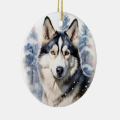 Winter Husky Keramik Ornament (Rechts)
