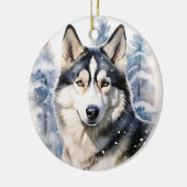 Winter Husky Keramik Ornament (Links)