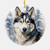 Winter Husky Keramik Ornament (Hinten)
