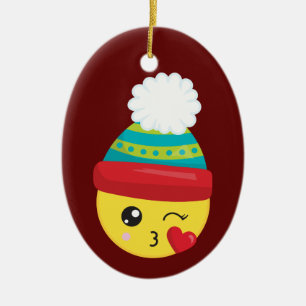 Winter-Hut Emoji Weihnachtsverzierung Keramik Ornament