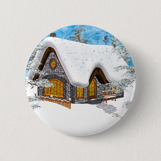 Winter-Hütte Button (Vorderseite)