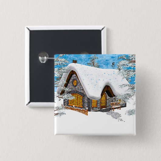 Winter-Hütte Button (Vorne & Hinten)
