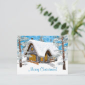 Winter-Hütte Feiertagspostkarte (Stehend Vorderseite)