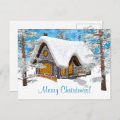 Winter-Hütte Feiertagspostkarte (Vorne/Hinten)