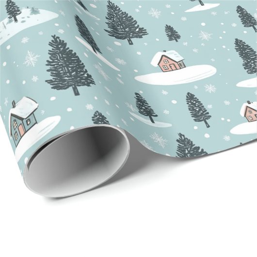 Winter-Hütte Geschenkpapier (Rolleneckpunkt)