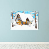 Winter-Hütte Leinwanddruck (Insitu (Holzboden))