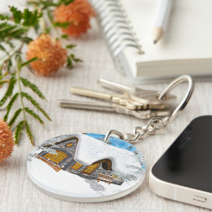Winter-Hütte Schlüsselanhänger