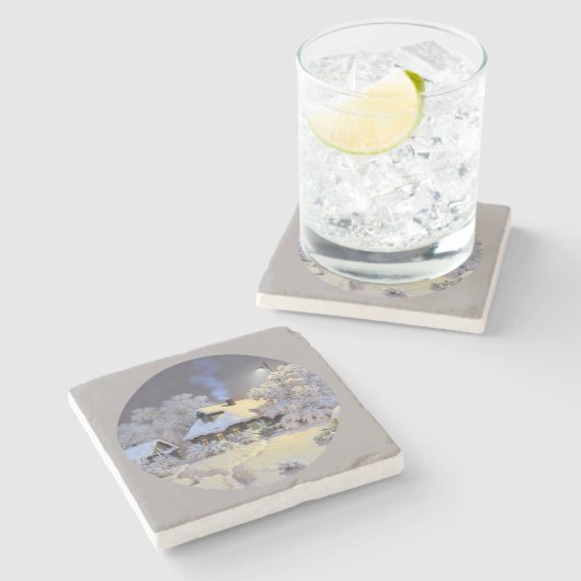 Winter-Hütte Steinuntersetzer (Seitenansicht)