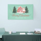 Winter Hütte Weihnachtsbaumen Santa Green Banner (Messeveranstaltung)