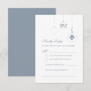 Winter Ice Blue Christmas Bauble Ornaments Hochzei RSVP Karte