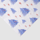 Winter Ice Blue Tree Holly Berries Weißes Weihnach Seidenpapier (Detail)