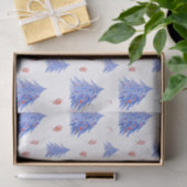 Winter Ice Blue Tree Holly Berries Weißes Weihnach Seidenpapier (Geschenk)