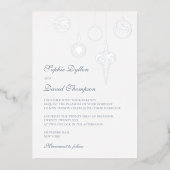 Winter Ice Blue Weihnachtsschmuck Hochzeit Silber Folieneinladung (Vorderseite)