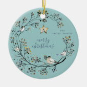 Winter Ice Blue Wreath Weihnachten | Neujahr Keramik Ornament (Vorne)