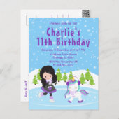 Winter Ice Skaten Birthday Black Hair Girl Postca Postkarte (Vorne/Hinten)