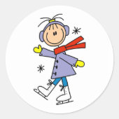 Winter Ice Skaten Runder Aufkleber (Vorderseite)