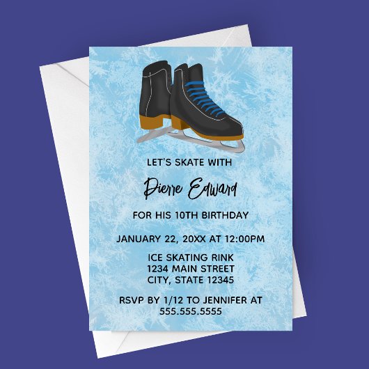 Winter Ice Skates Birthday Invitation Einladung
