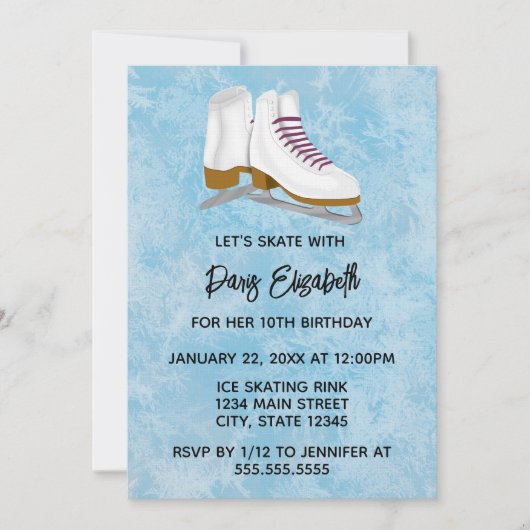 Winter Ice Skates Birthday Invitation Einladung (Vorderseite)