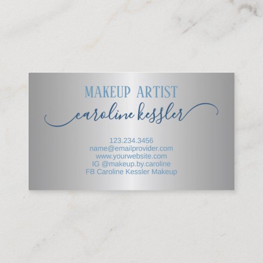 Winter Ice Sky Blue Silver Glitzer Glitzern Tropfe Visitenkarte (Rückseite)