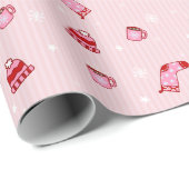 Winter icons - cozy Pink and Red Christmas Pattern Geschenkpapier (Rolleneckpunkt)
