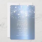 Winter Icy Blue Silver Funkellicht Verlobung Einladung (Vorderseite)