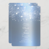 Winter Icy Blue Silver funkelnde Lichter Hochzeit Einladung (Vorne/Hinten)