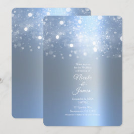 Winter Icy Blue Silver funkelnde Lichter Hochzeit Einladung